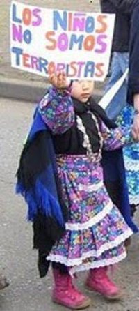 Niña mapuche en manifestación