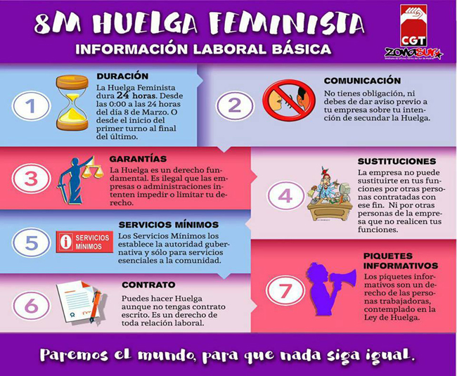 Huelga feminista 24 horas convocada por CGT
